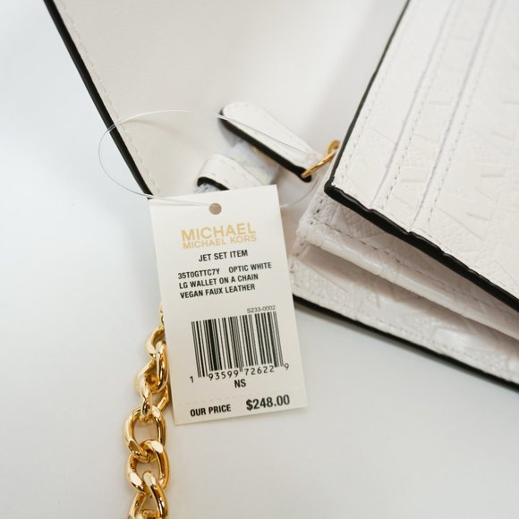 Michael Kors Jet Set Item large Wallet On A Chain Crossbody Bag MK White - Picture 7 of 8